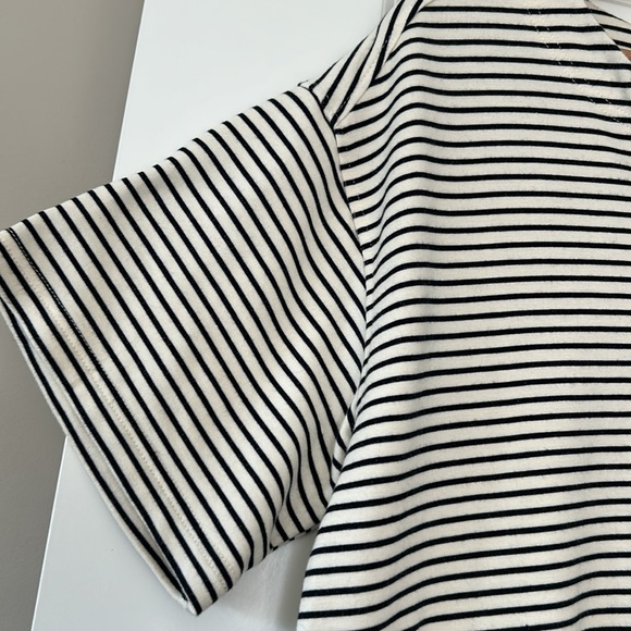 ANTHRO Jane & Delancey Black Striped Top with Lace Up Ties & Waistband Stretchy - Picture 6 of 11